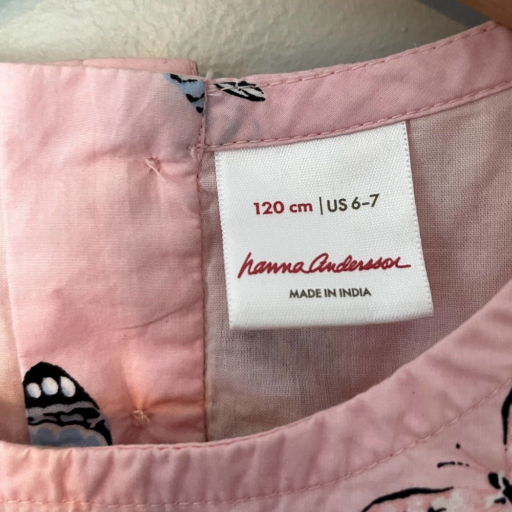 Hanna Andersson Woven Pink Butterfly Swing Dress in Pink SZ 6-7Y - Picture 8 of 16